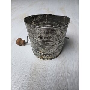 Vintage Nesco One Cup Flour Sifter Wood Knob Tin Rustic Farmhouse